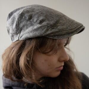 Y2K Gray Stetson Newsboys Baker Boy Golfer Newsboy Linen Lightweight Billed Hat